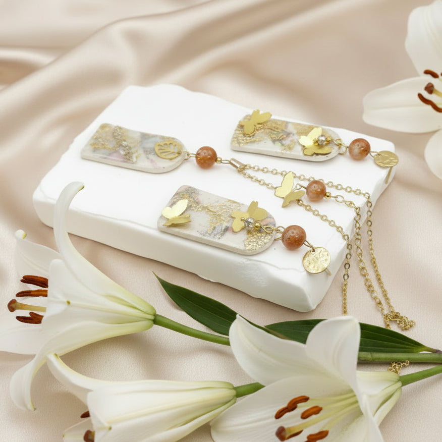 parure bijoux en pierre de soleil