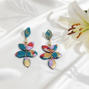 Boucles d'oreilles colorée, pierre de lune, polymère