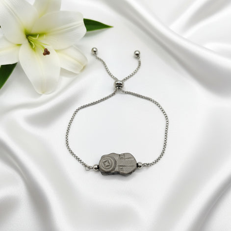 Bracelet Protection et prospérité Pixiu en obsidienne, ajustable argenté en acier inoxydable