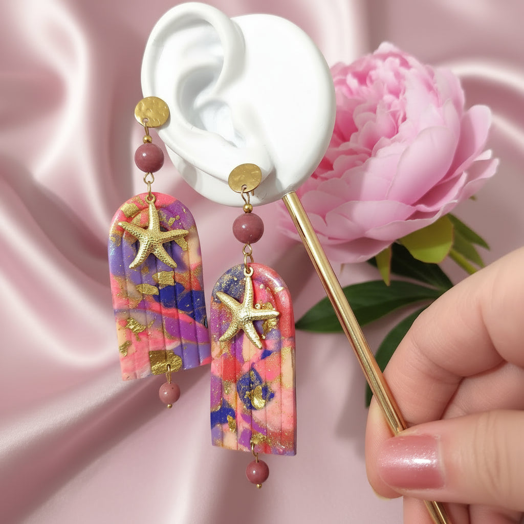 grosse boucles d oreilles originales rose