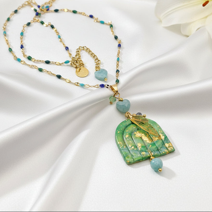 collier artisanale créateur pierre et polymère