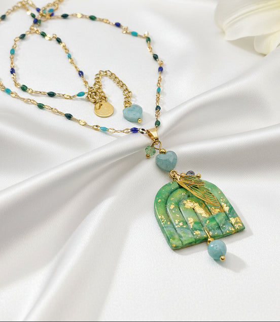 collier artisanale créateur pierre et polymère