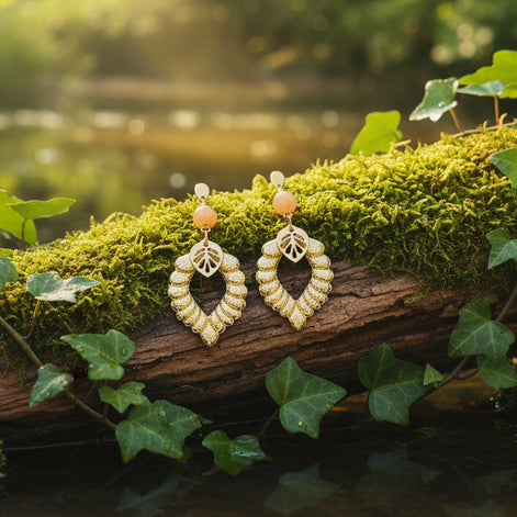 Boucles d'oreilles en pierre de lune et polymère
