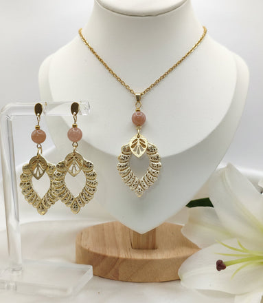 Boucles d'oreilles en pierre de lune et polymère