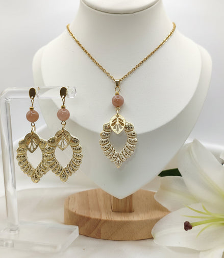 Boucles d'oreilles en pierre de lune et polymère