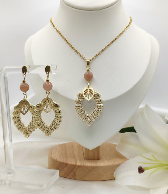 Boucles d'oreilles en pierre de lune et polymère