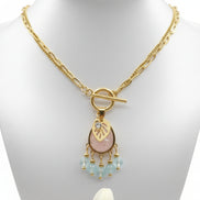 collier doré aigue marine