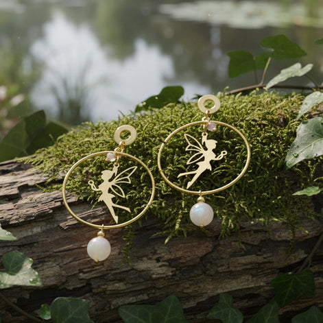 Boucles d'oreilles fée pierre de lune