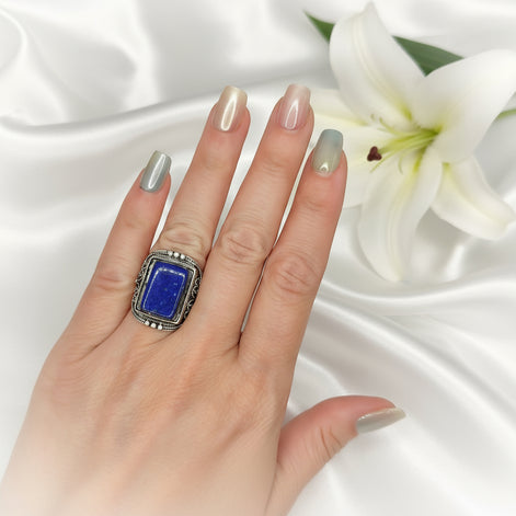 Bague en lapis lazuli ajustable