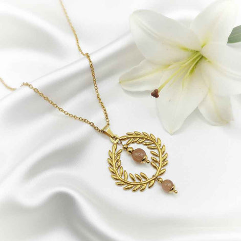 Collier sur mesure – Couronne de Laurier et Pierre Naturelle