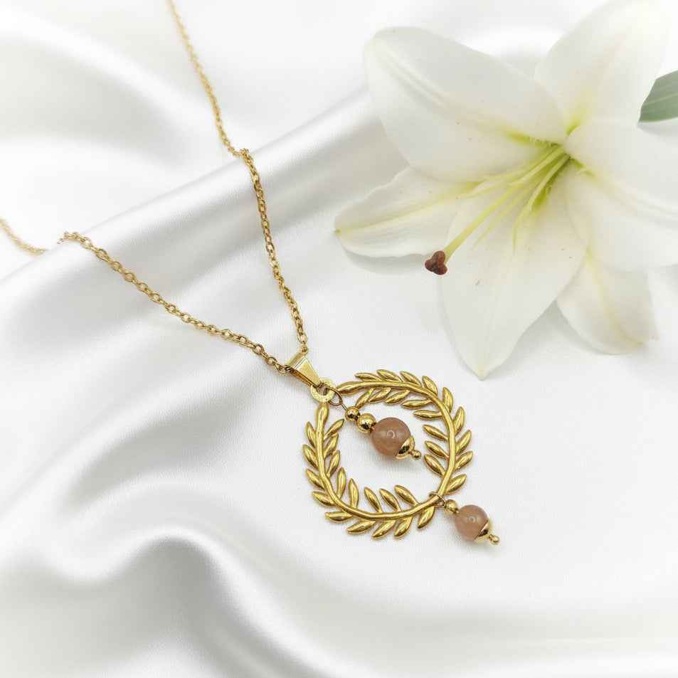 Collier sur mesure – Couronne de Laurier et Pierre Naturelle