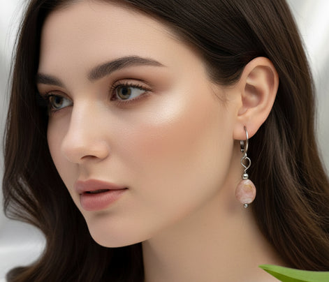 Boucles d'oreilles en acier inoxydable et pierre 