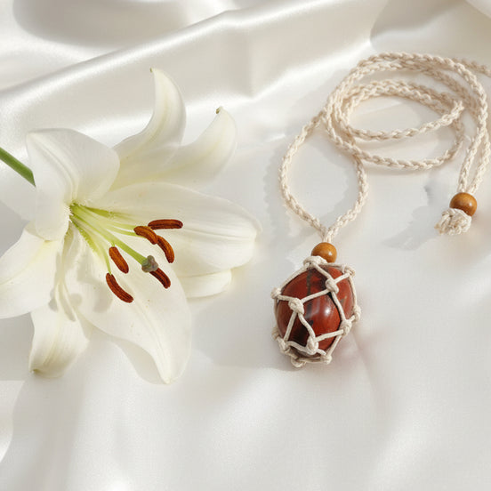 collier homme écolo conscient en chanvre et pierre