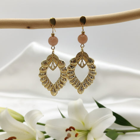 Boucles d'oreilles en pierre de lune et polymère