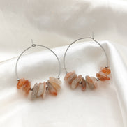 Boucles d'oreilles créoles en pierres et en acier inoxydable au choix