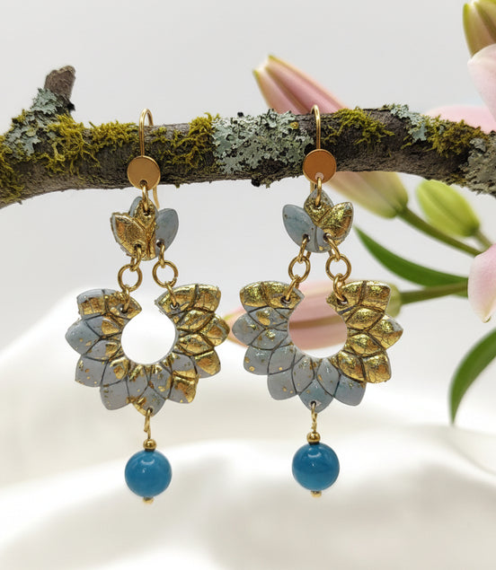 Boucles d’Oreilles Rosa Apatite en doré