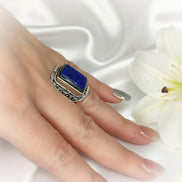 Bague en lapis lazuli ajustable