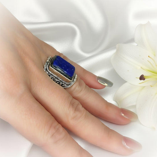 Bague en lapis lazuli ajustable