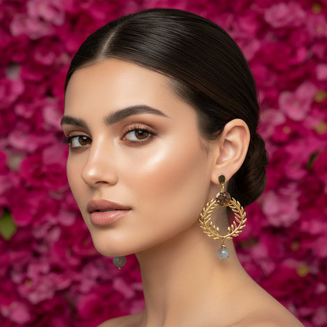 Boucles d'oreilles Césaria Doré ou argenté, Améthyste ou labradorite