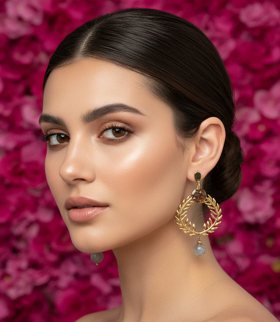 Boucles d'oreilles Césaria Doré ou argenté, Améthyste ou labradorite