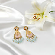 boucles d oreilles doré aigue marine et polymère