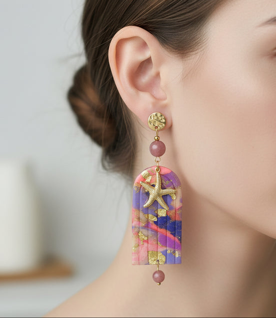 boucles d oreilles rose st valentin 