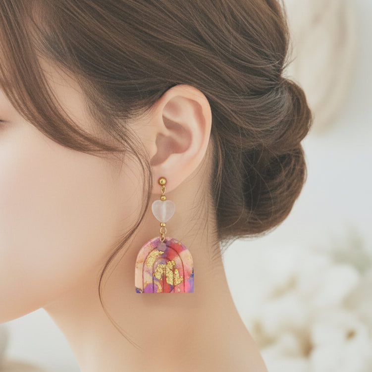 boucles d 'oreille polymère originale et en pierre