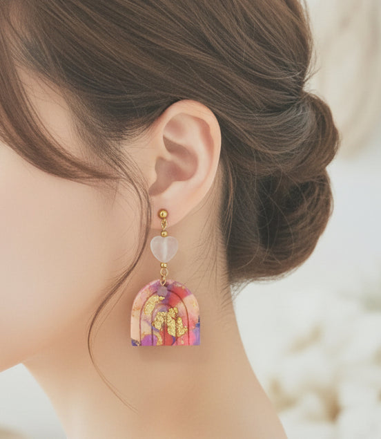 boucles d 'oreille polymère originale et en pierre