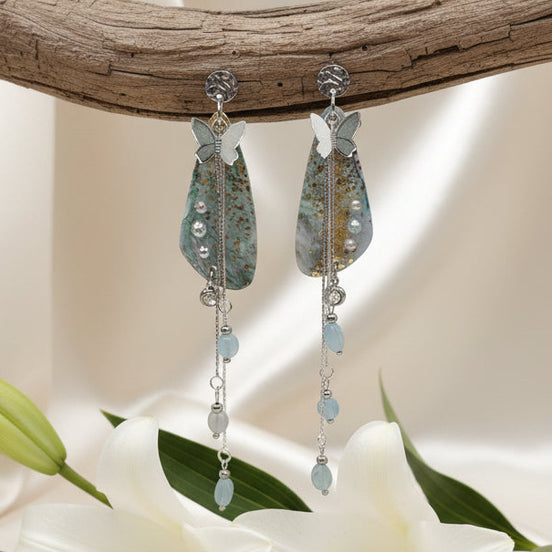 Boucles d'oreilles en aigue marine polymère 