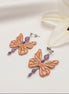Boucles d'oreilles argentées papillon, Améthyste et polymère