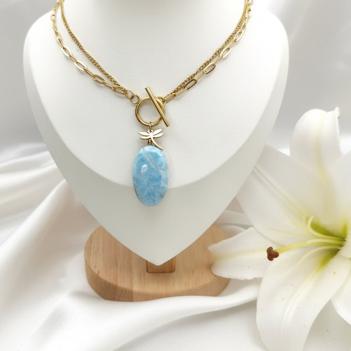 Collier court en larimar extra