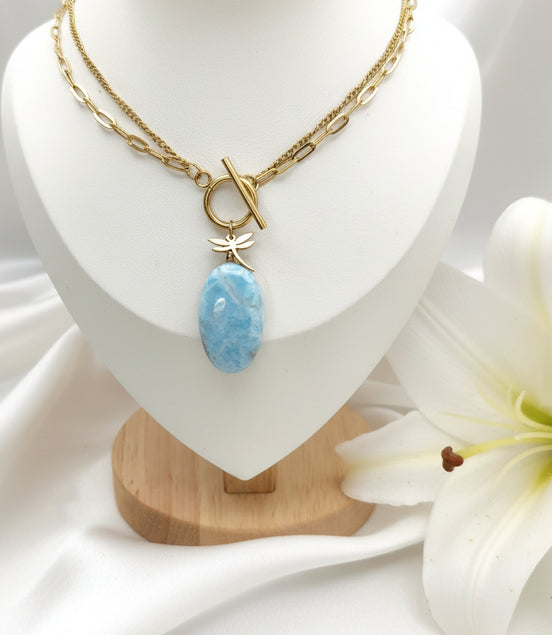 Collier court en larimar extra