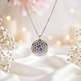 Collier Fleur de Vie et Améthyste