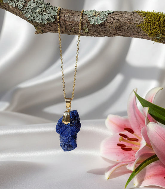 collier azurite brute