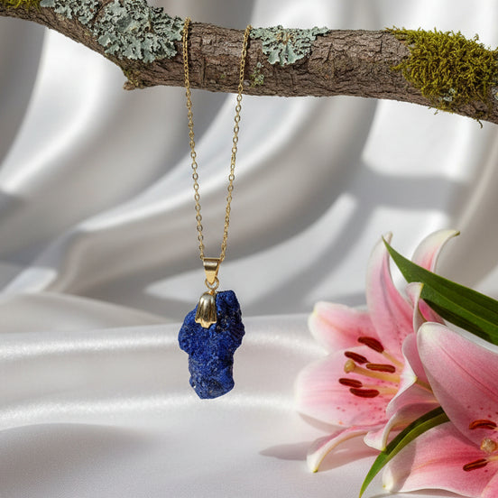 collier azurite brute