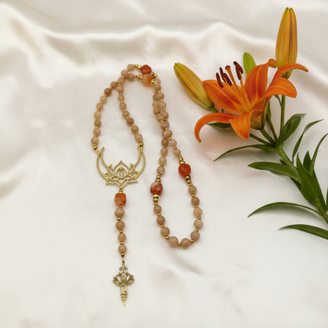 chapelet femme doré en pierre