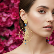 Boucles d'Oreilles Esméralda ✦ Apatite Naturelle & Papillon Doré
