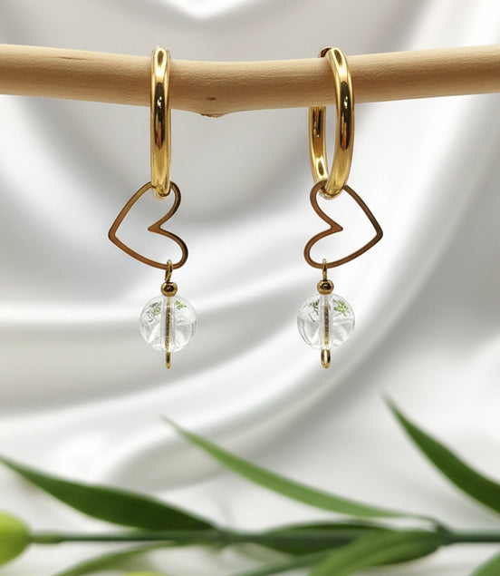 boucles d oreille en quartz cristal de roche