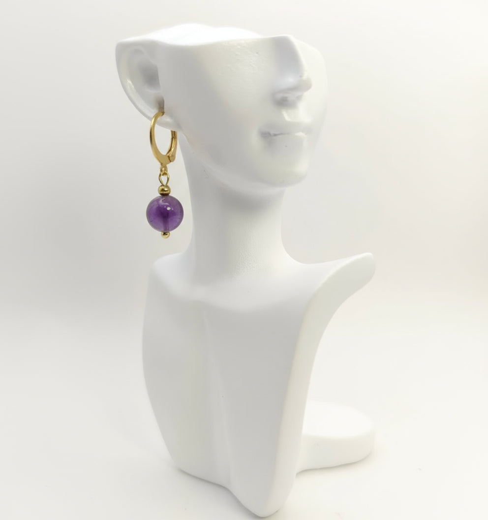 Boucles d'oreilles en acier inoxydable et pierre 