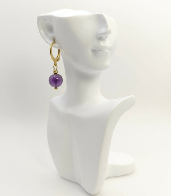 Boucles d'oreilles en acier inoxydable et pierre 