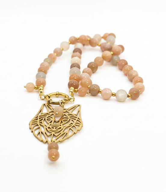 collier de perles en pierre de lune extra