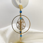 Boucles d'Oreilles Esméralda ✦ Apatite Naturelle & Papillon Doré