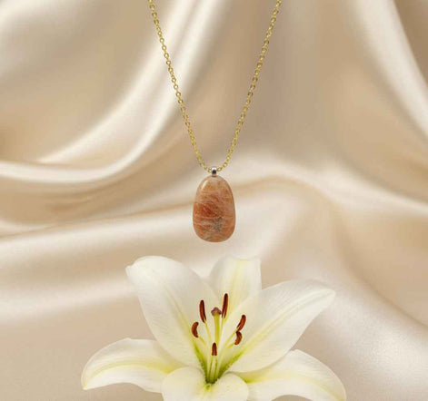 Collier et Pierre de soleil roulée qualité AA au choix