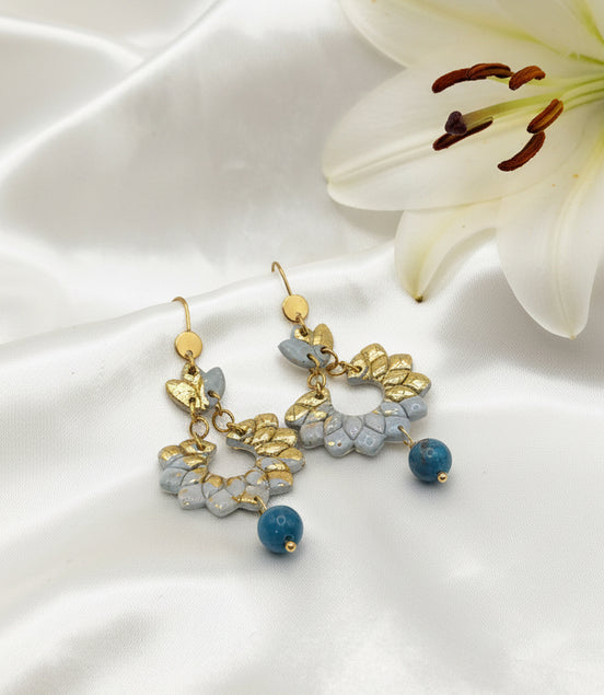 Boucles d’Oreilles Rosa Apatite en doré