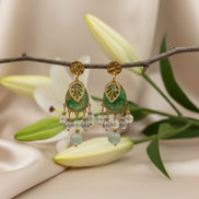 Boucles d’oreilles Vert Doré en Fluorite
