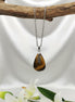 Collier chaine argenté et Œil de Tigre goutte