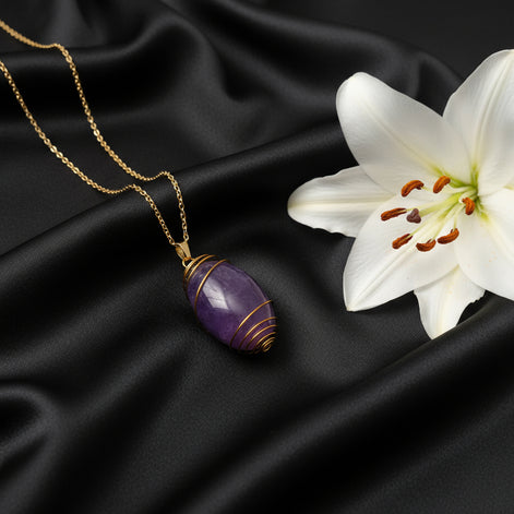 collier doré améthyste