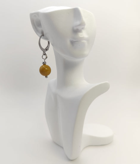 Boucles d'oreilles en acier inoxydable et pierre 