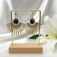 Boucles d'oreilles doré et oeil de tigre