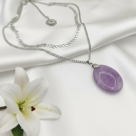 collier double rangs améthyste